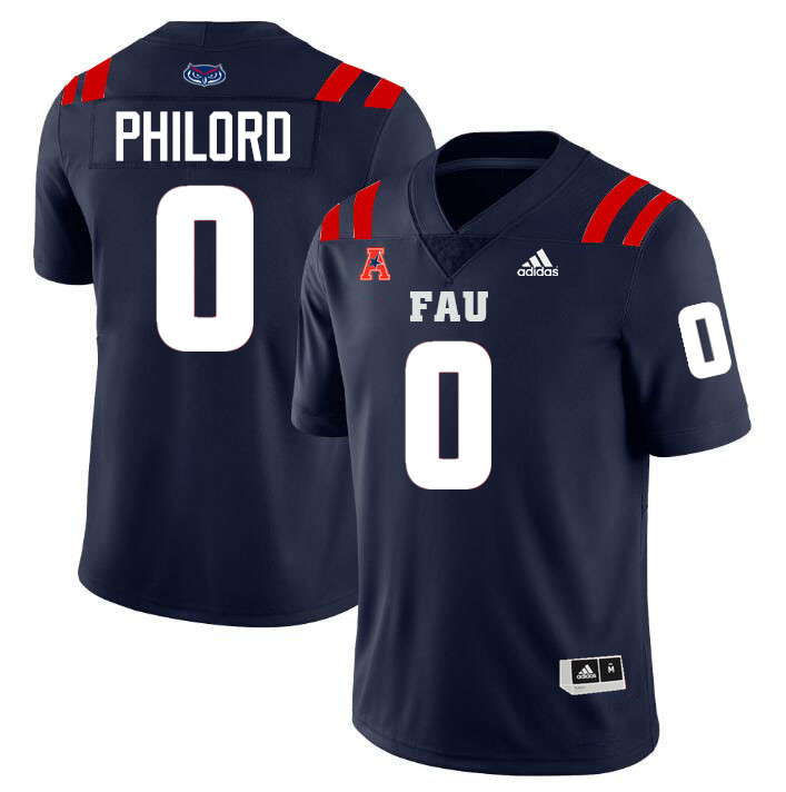 #0 Wendol Philord FAU Jersey,Florida Atlantic Owls Football Jersey,Uniforms,Gears-Navy